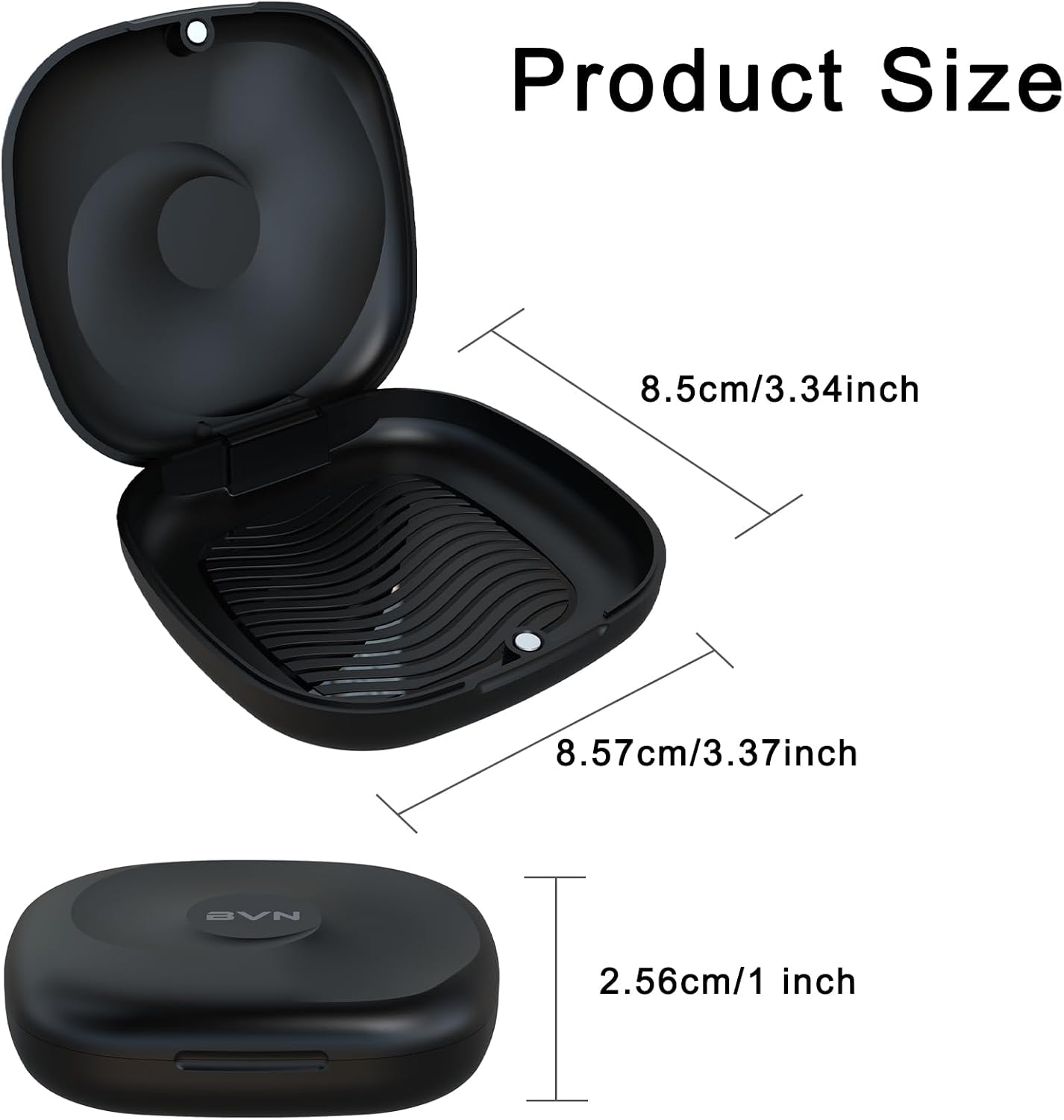 BVN Magnetic Seal Slim Orthodontic Dental Case with Unique Conch Texture, Portable Storage Holder for Braces, Teeth Aligner, Retainer, Mouth Guard, Night Guard & Denture - Black image 3