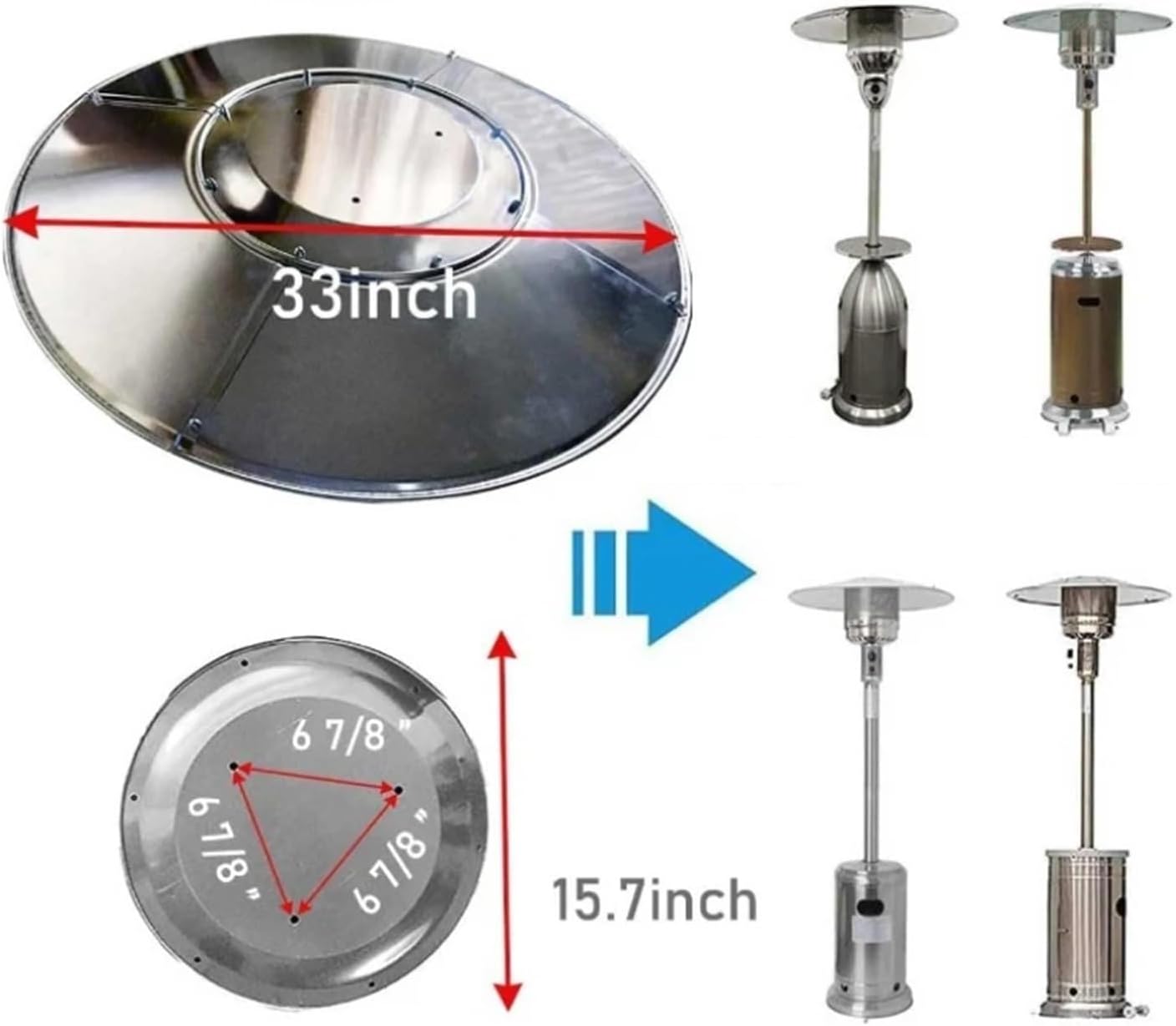 1 Set Patio Heater Propane Reflector Shield For Outdoor Weatherproof Aluminum & Dust Proof Dome Replacement