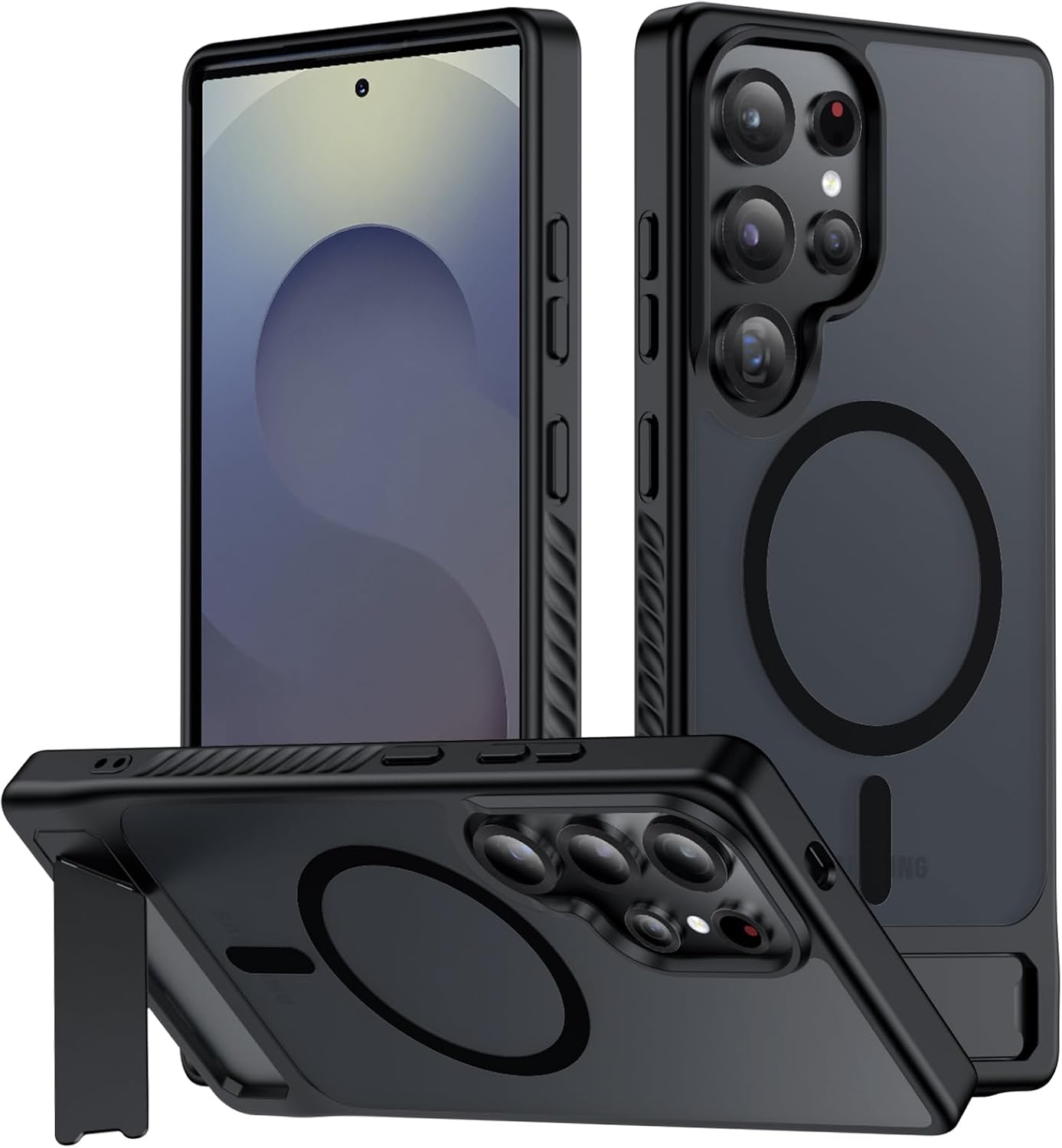 hitfine Magnetic for Samsung Galaxy S25 Ultra Case[Compatible with MagSafe][Built-in Invisible Kickstand][Military Grade Shockproof]Slim Translucent Matte Phone Case for Samsung Galaxy S25 Ultra 6.9"