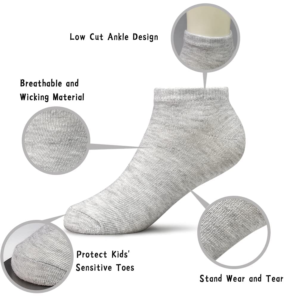 GENTABY Jungen Mädchen Söckchen - Unisex Kleinkind Schwarz Weiß Grau Low Cut Socken - 25 Paar für 0-13 Jahre Kleinkind Neugeborene Schule Strapazierfähige Socken