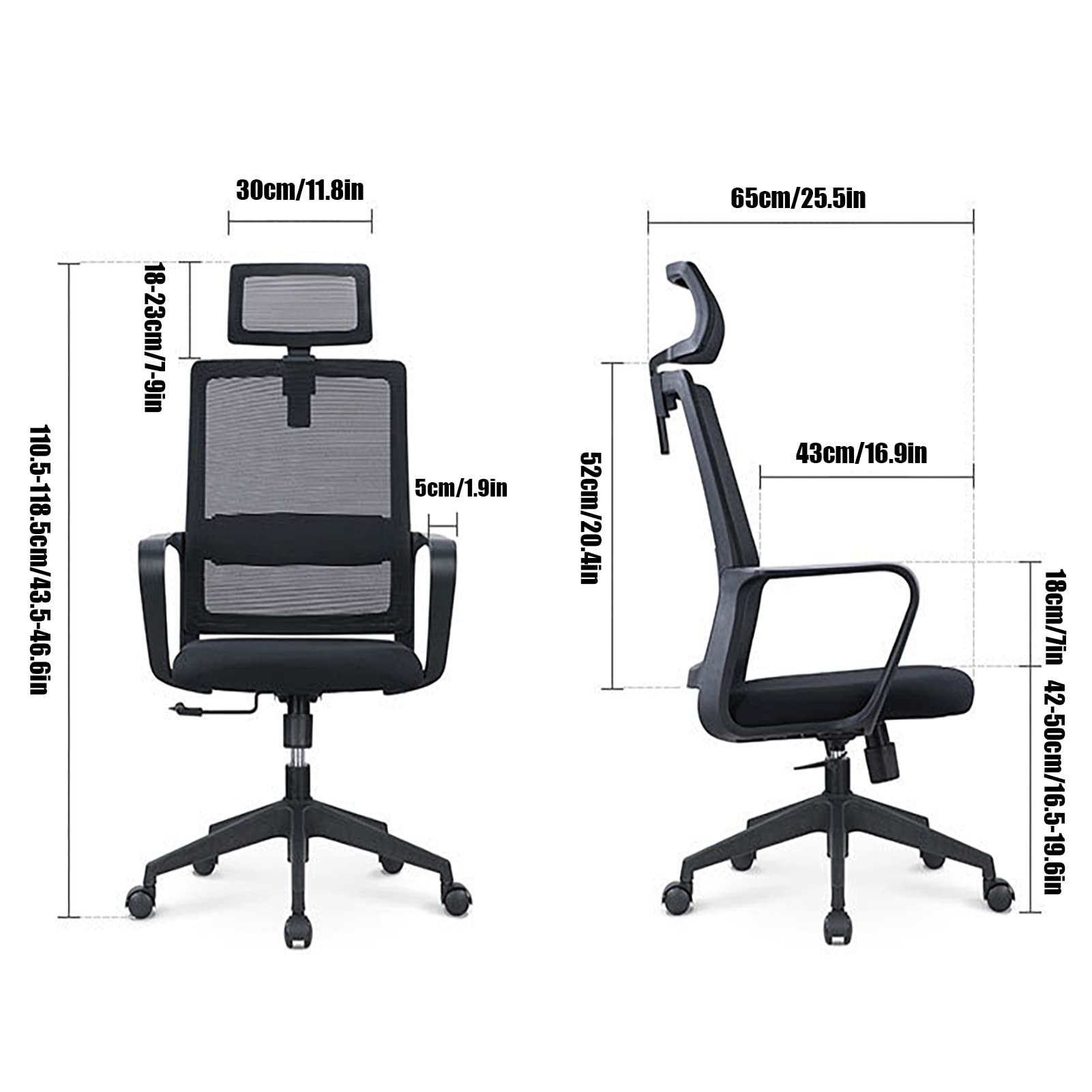 Krzesło biurowe Ergonomiczne podparcie lędźwi, krzesło biurowe Krzesło do domowego biura, Krzesła robocze do domowego biura z podłokietnikiem, zagłówkiem (Gray Blue Without Headrest)