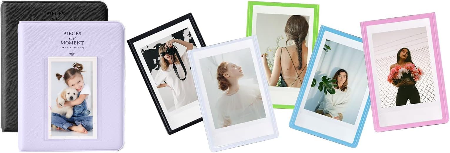 Zenko 2-Pack 64-Pockets Photo Album for Fujifilm Instax Mini 11 Mini12 7s 8 8+ 9 25 50s 70 90, 5 x 7.6 cm Mini Photo Album Compatible with Camera, Photo Book, Name Card Holder (Black & Purple)-picture-16