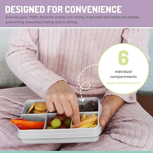 Miniatura 5 de melii Mini caja de aperitivos  6 compartimentos, contenedor dividido para aperitivos, almacenamiento de alimentos para niños y adultos, divisores