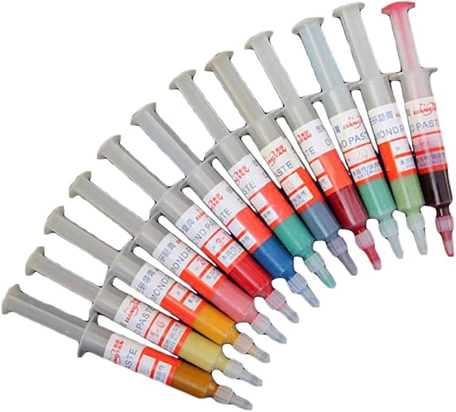Healifty 12pcs Diamond Lapping Paste Metal Mirror Final Polishing Compound Syringes