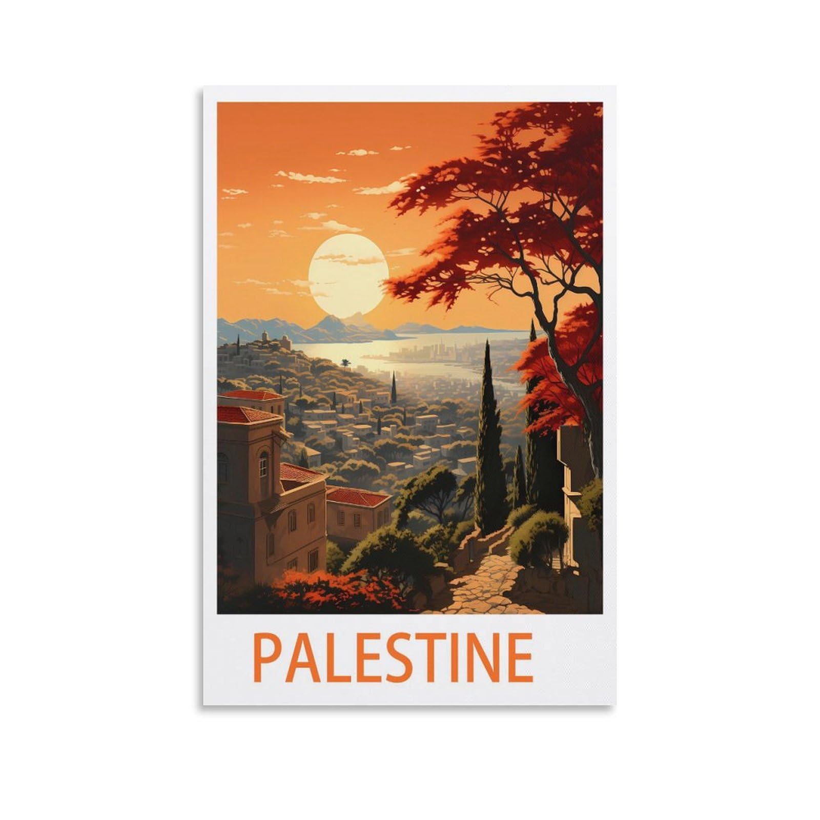 HSAYYIII Palestine Vintage Travel Posters 16x24inch(40x60cm) Canvas Art Poster And Wall Art Picture Print Bedroom Decor
