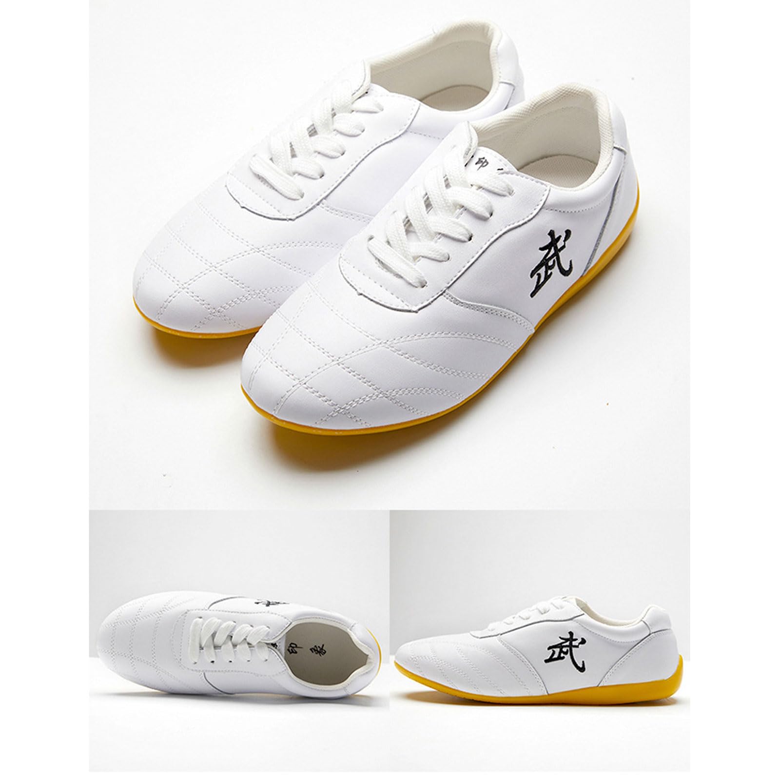 Chaussures Art Martiaux,Chaussures de Taichi,Chaussures de Taekwondo,Unisexe,Arts Martiaux Kung Fu Baskets Cuir,Enfants,pour Homme et Femme,Léger,Non Slip,Respirant,pour Marche Fitness
