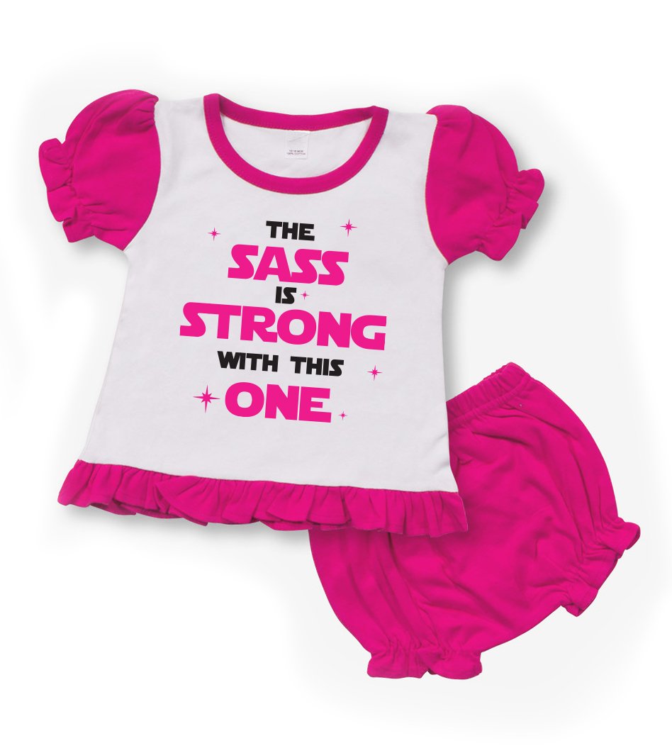The Sass is Strong with This one Pink/Black Baby Bloomer Set