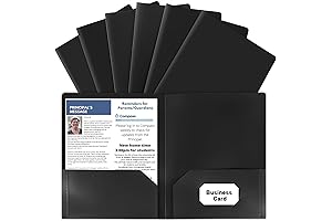 Professional Black File Folders with Pocketed Business Card Slot
