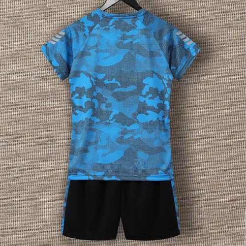 Image of Boys Summer Clothing Sets Kids Outfit Set Camouflage Short Sleeve T-Shirt+ Shorts Sportswear 3-13Years