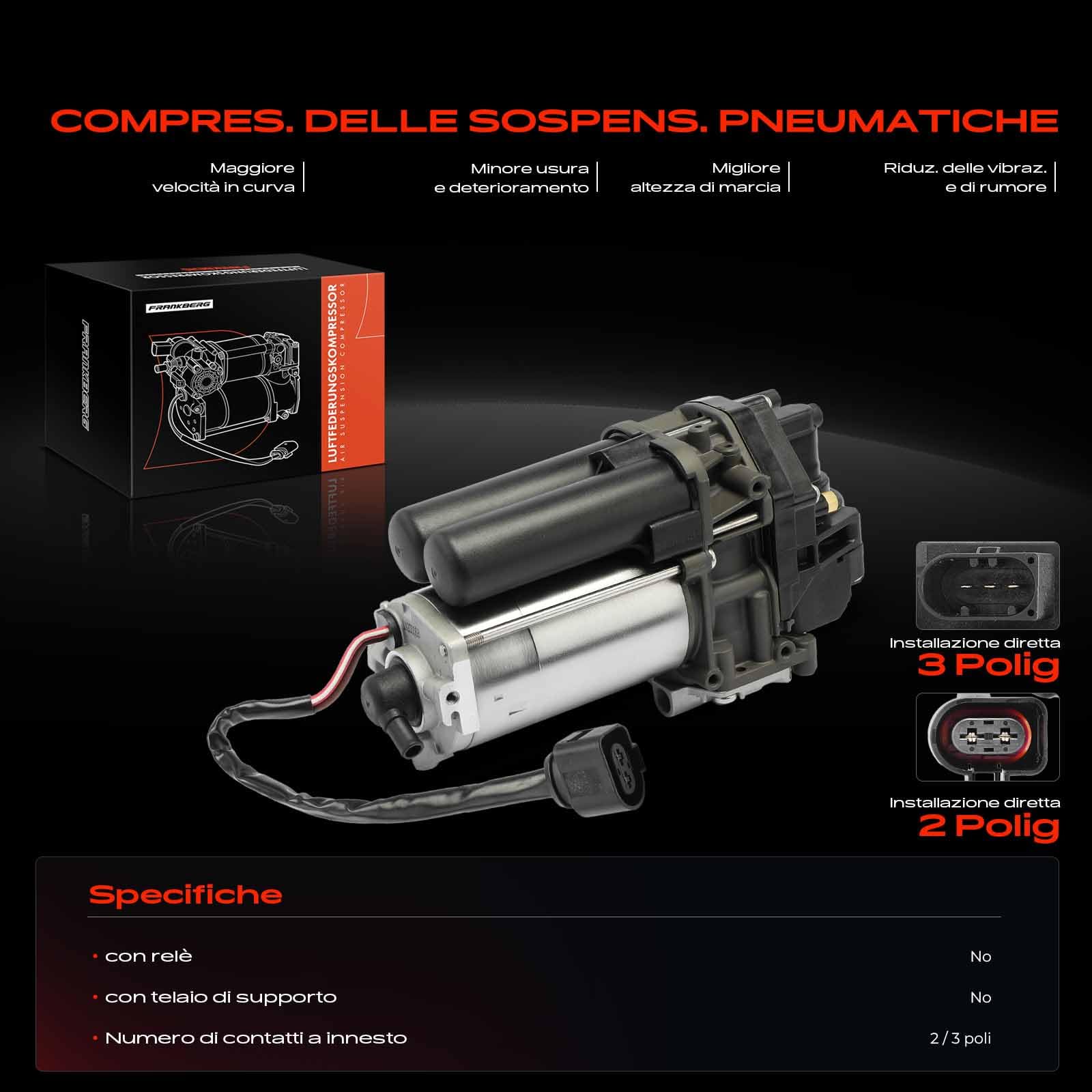 Frankberg Compressore per sospensioni pneumatiche con essiccatore | 4M0616005H; Compatibile con: Q7 4MB 4MG, Q8 4MN, Bentayga 4V1, Q8 4MN 4MT, Q7 4MB 4MG 4MQ, Q7 Van 4MB 4MG