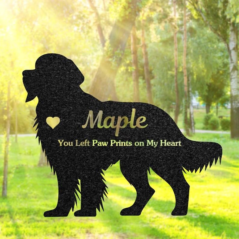 funuricc Personalised Golden Retriever Memorial Plaque, Goldie Garden Statue, Metal Pet Grave Marker, Pet Memorial Gift, Engraved Dog Name Sign, Remembrance Sign, Outdoor Dog Tombstone Headstone