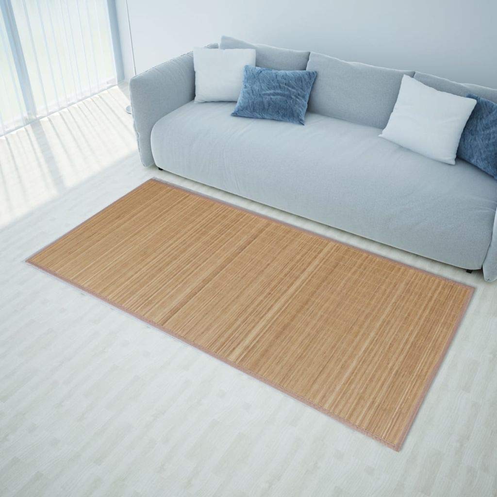 mewmewcat Tapis en Bambou Moderne pour Salon Antidérapant en PVC 160 x 230 cm (l x L) Marron
