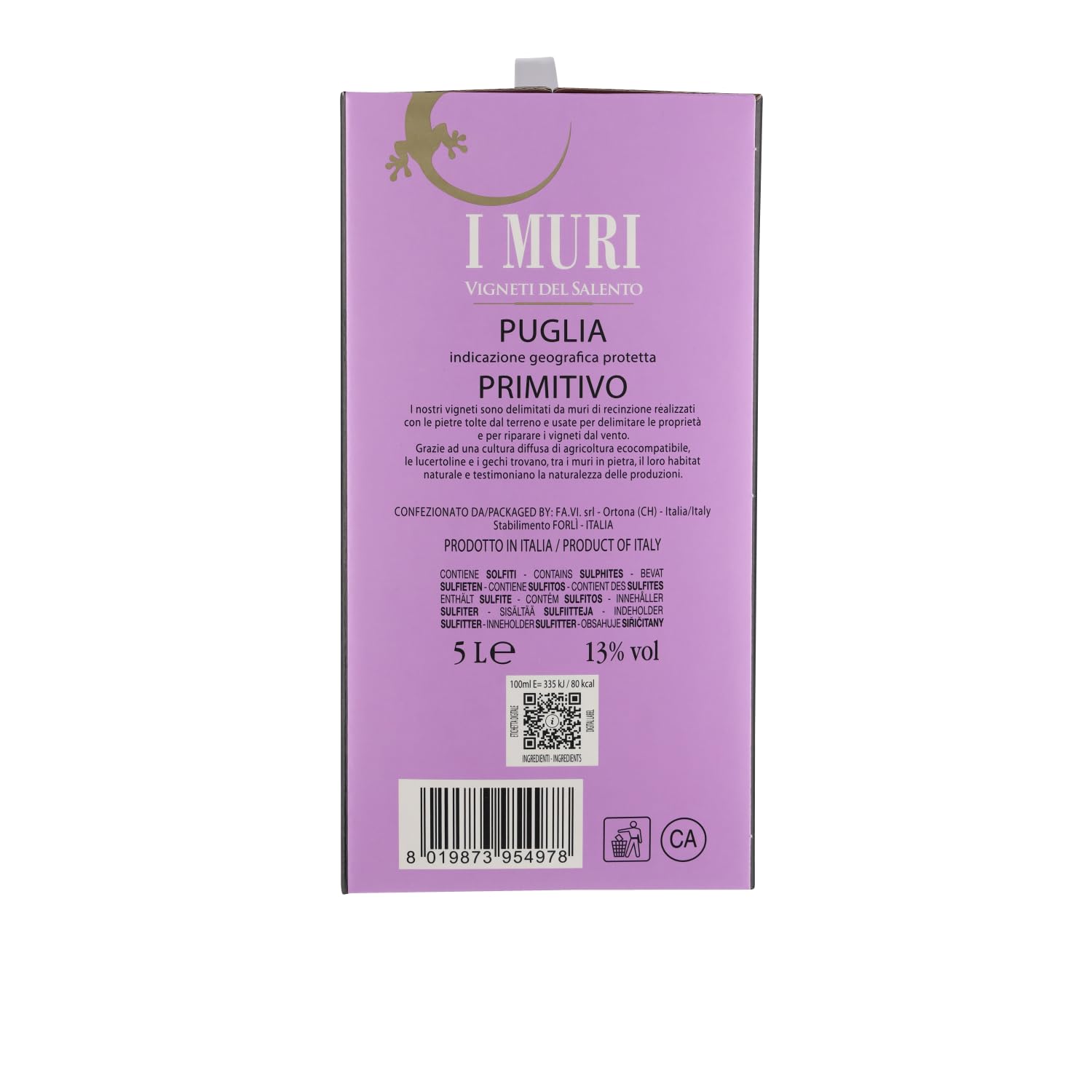 Bag in Box Primitivo Puglia I Muri IGP (2 x 5 Liter) V.Salento