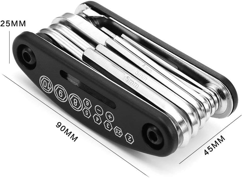 Miniatura 5 de Multiherramienta para bicicleta 16 en 1, kit de herramientas de reparación de bicicletas con llaves hexagonales, destornilladores, llaves de zócalo,