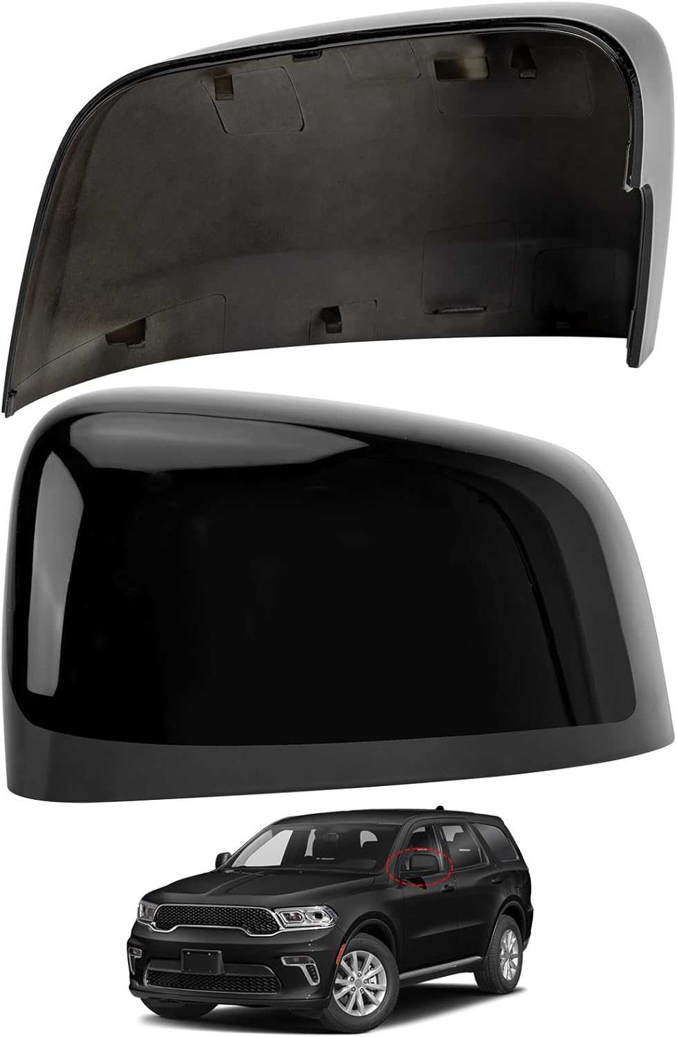 Driver Side Mirror Cover Replacement for Jeep Grand Cherokee 2011-2021, for Dodge Durango 2011-2025 - Left Side Mirror Covers, Rear View Mirror Cap Accessories Black