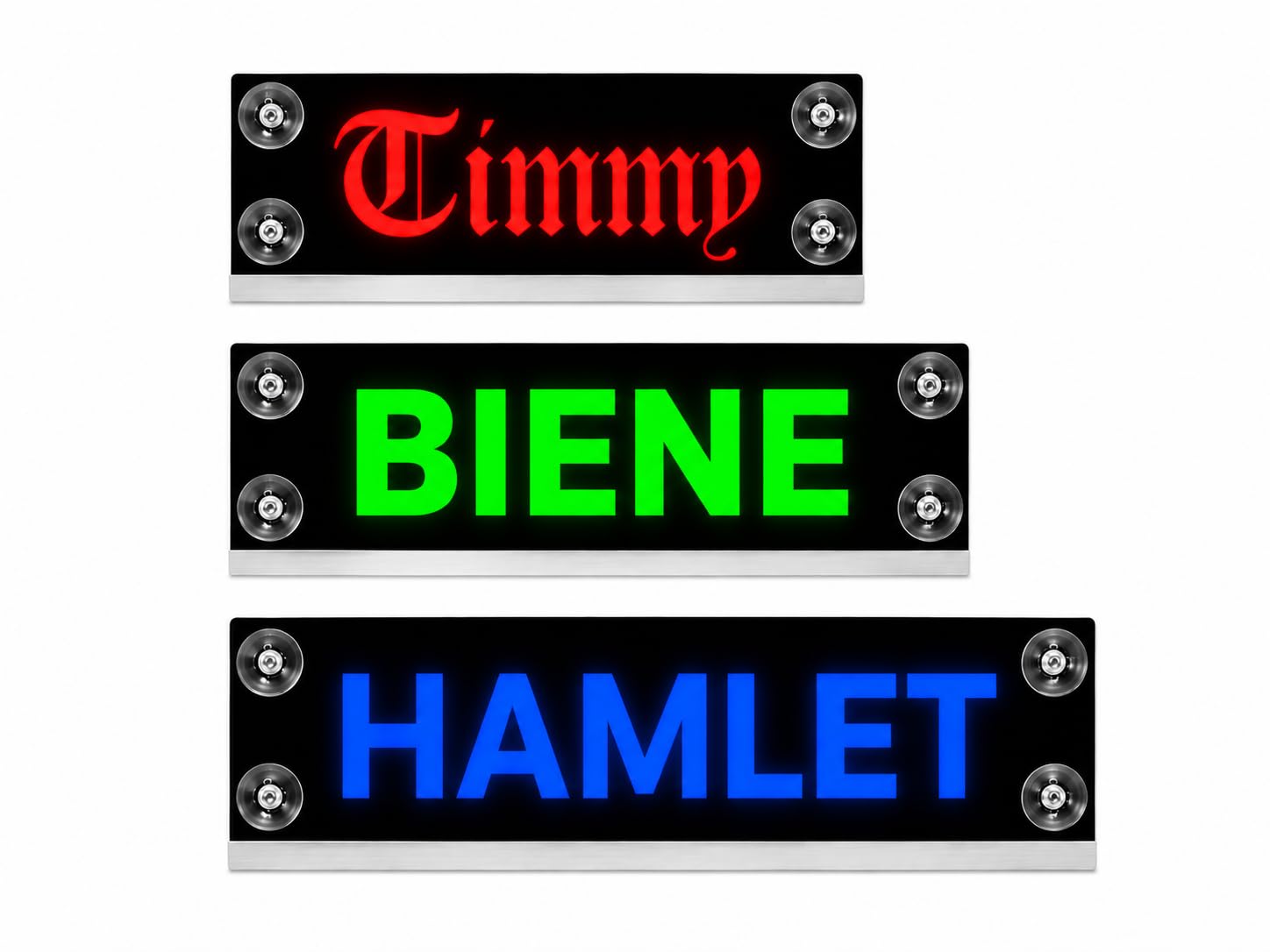 LKW Namensschild Beleuchtet mit Saugnapf | Personalisiertes LED Schild für LKW Fahrer | RGB Innenbeleuchtung 12V/24V | Blendfreies Truck Zubehör Innenraum | Best Trucks Europe