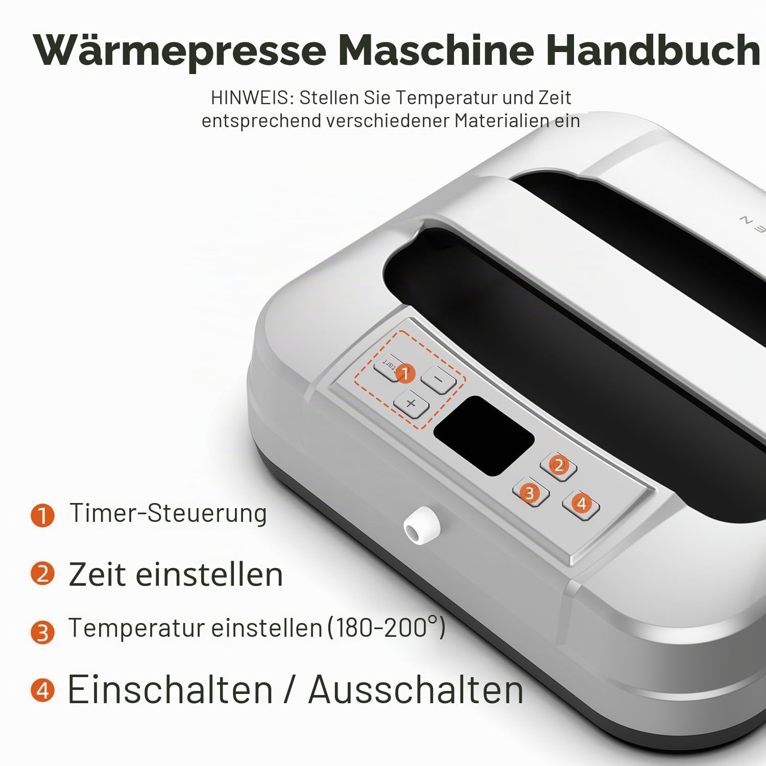 IMREN Transferpresse Plotter, 30.4 x 25.4 cm Tragbare Heizpresse Maschine für T-Shirt Druckmaschine, Kapuzenpullis, mit Heizpresse Pad für Sublimation, Vinyl, DIY, Wärmeübertragung Projekt (Schwarz)