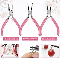 Vista 4 de cridoz Kit de suministros para hacer joyas: herramientas, alicates, alambre de cuentas, cuentas y abalorios, para hacer collares, aretes y pulseras