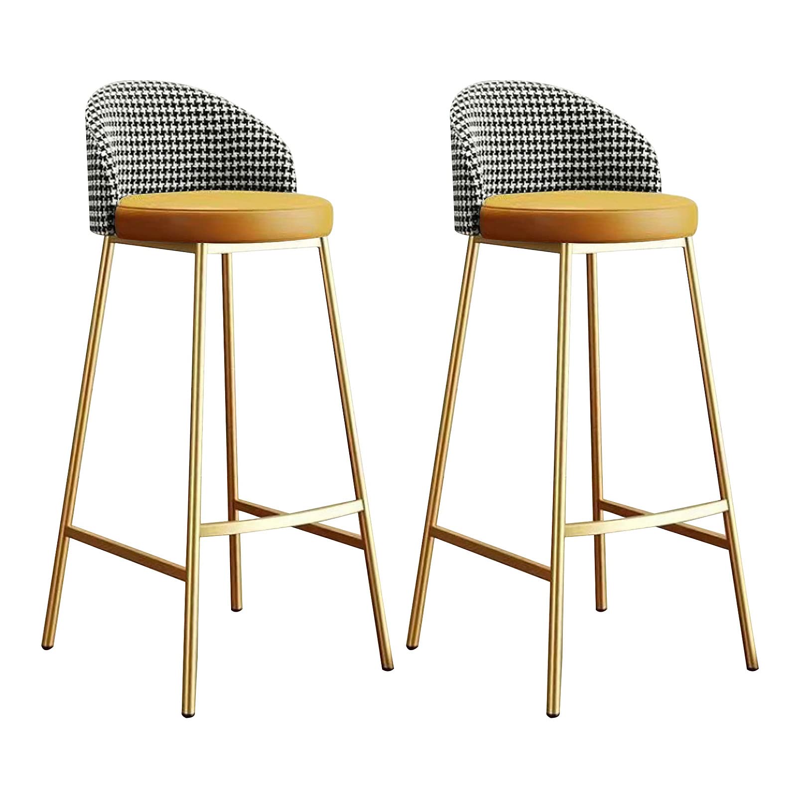 Tabourets de bar rembourrés en simili cuir avec dossier et pieds en métal (lot de 2)