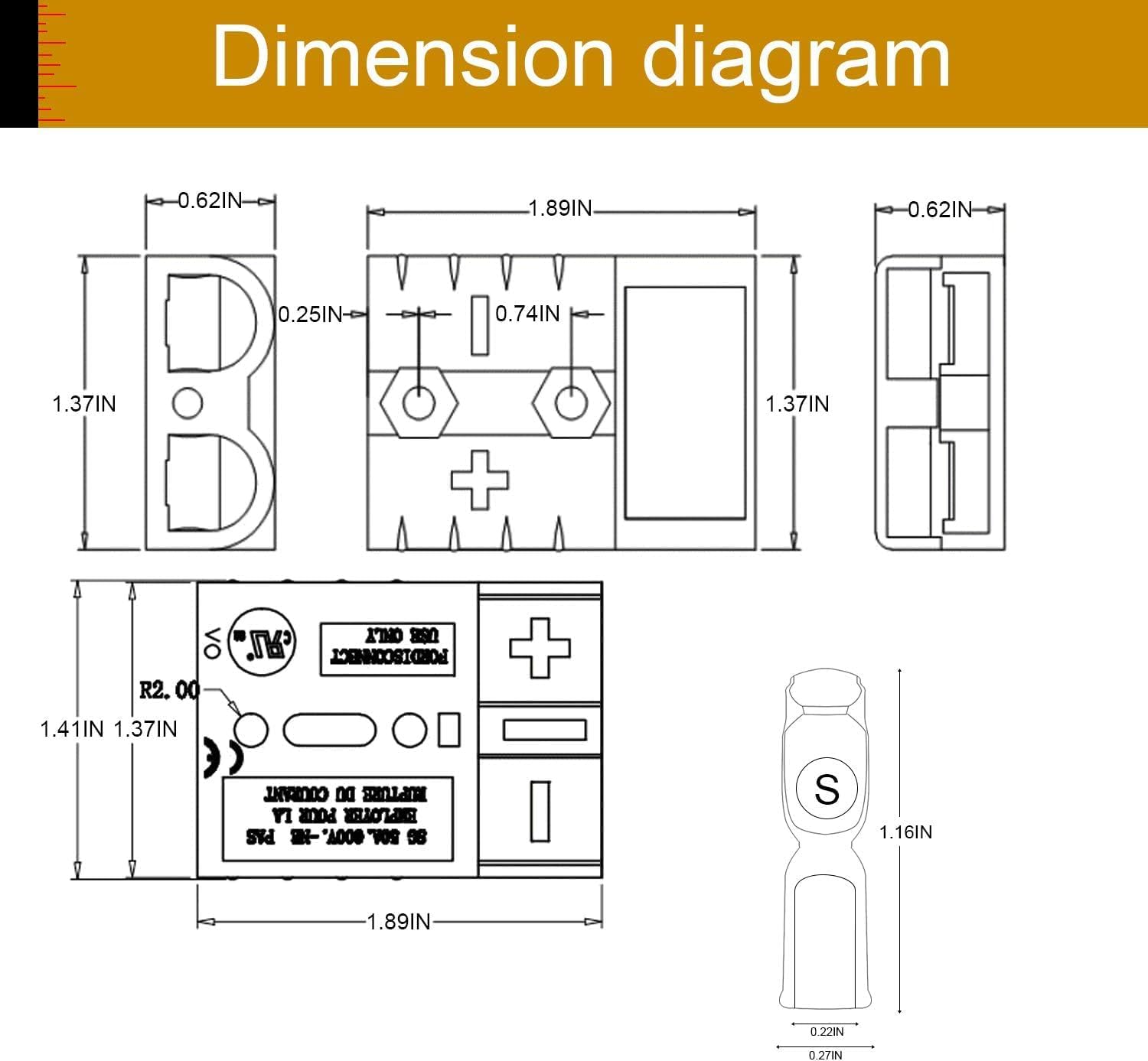 10 Stück für Anderson Connector 50A 24V/600V Blau | Batterie-Schnelltrennstecker Modular Power Connectors Quick Plug Kit