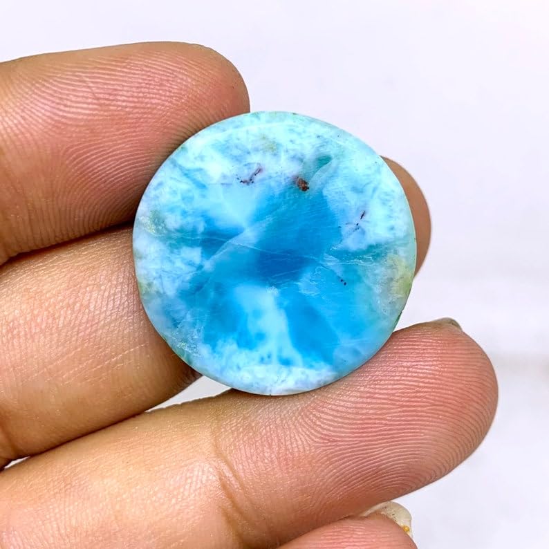 Larimar naturel rond 24mm cabochon bleu pour creation de bijoux - 5