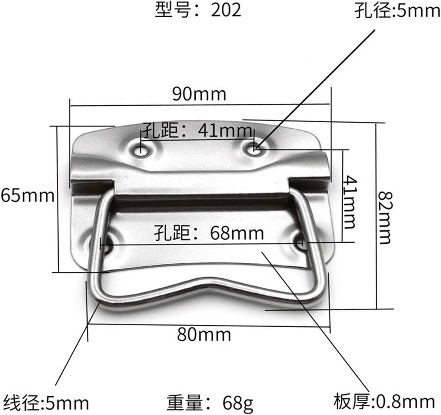 Stainless Steel Ring Folding Pull Handle Iron Surface Mounted Heavy Duty Handles for Door Chest Wooden Box Toolbox 202(Iron Nickel Plating)