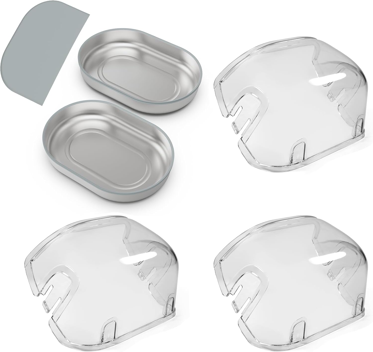 Stainless Steel Bowl & Mat Set and Rear Cover(3 Pack) for Automatic Microchip Cat Pet Feeder
