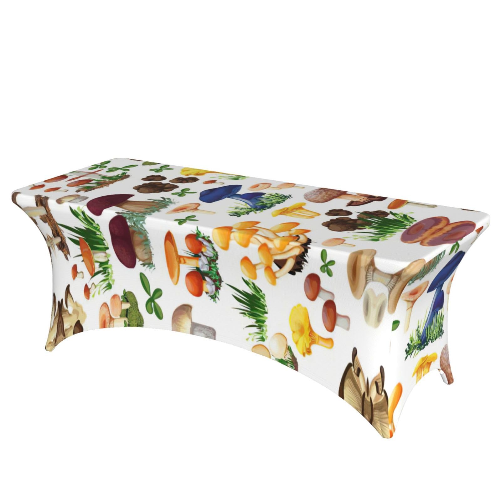 Nappe extensible 1,8m élasthanne motif champignons lavable contre les taches de fête