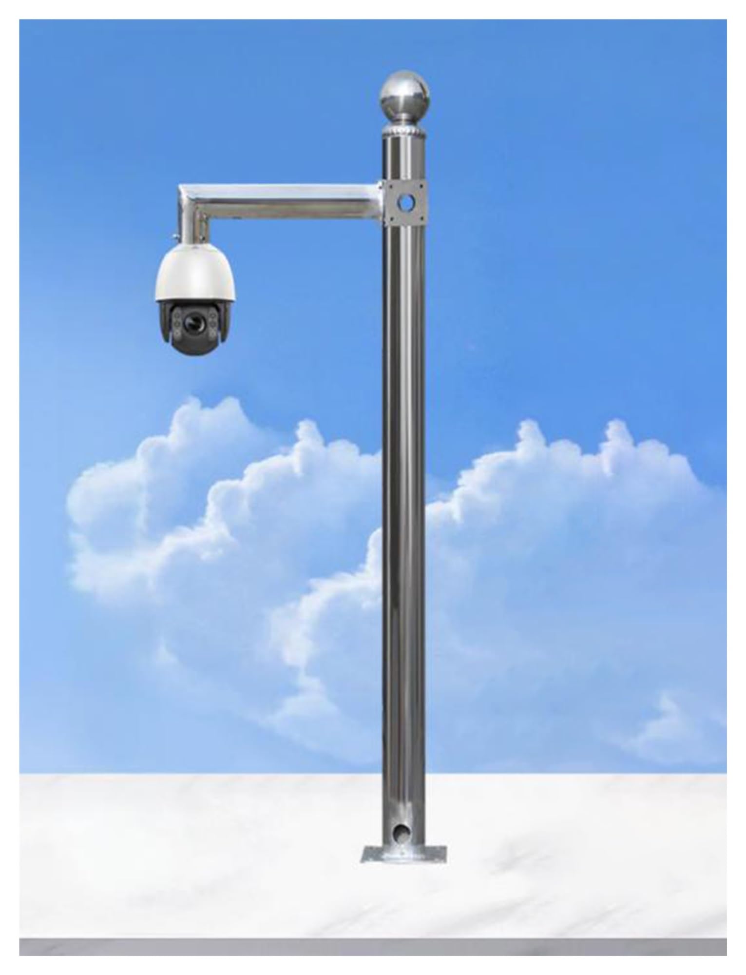 Soporte de Suelo para cámara de Seguridad, Columna de Acero Inoxidable para Soporte de cámaras de vigilancia, Soporte para Poste para cámara de Seguridad (C, 50 cm/19,69 Pulgadas)