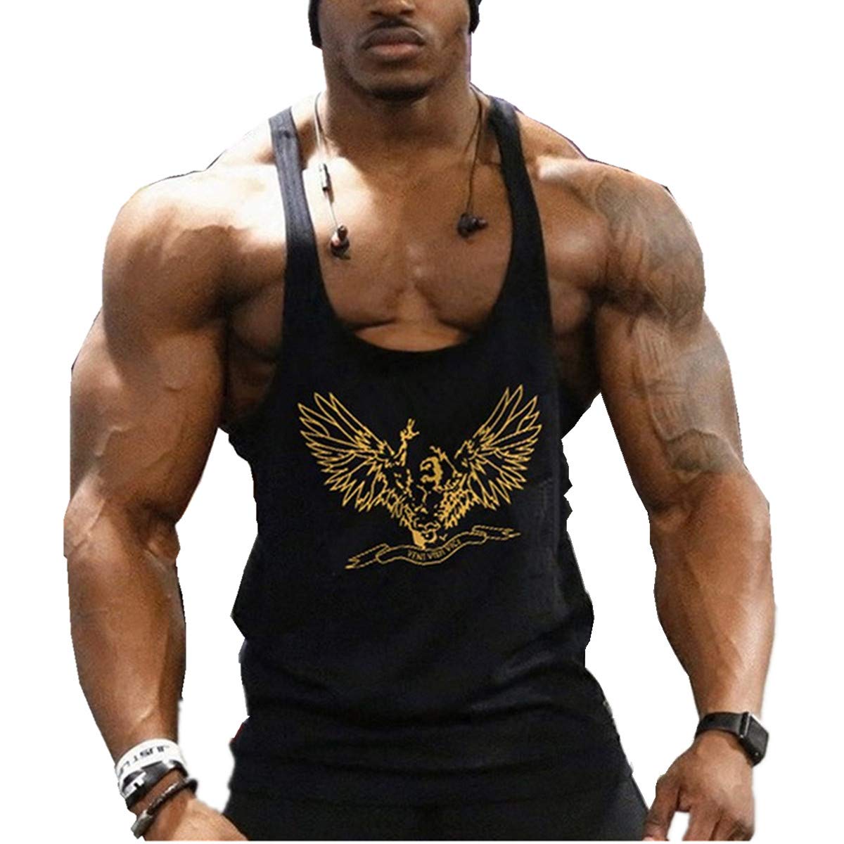 Cabeen Men's Gym Bodybuilding Workout Vest Muscle Fit Tank Top Stringers Train Wear
