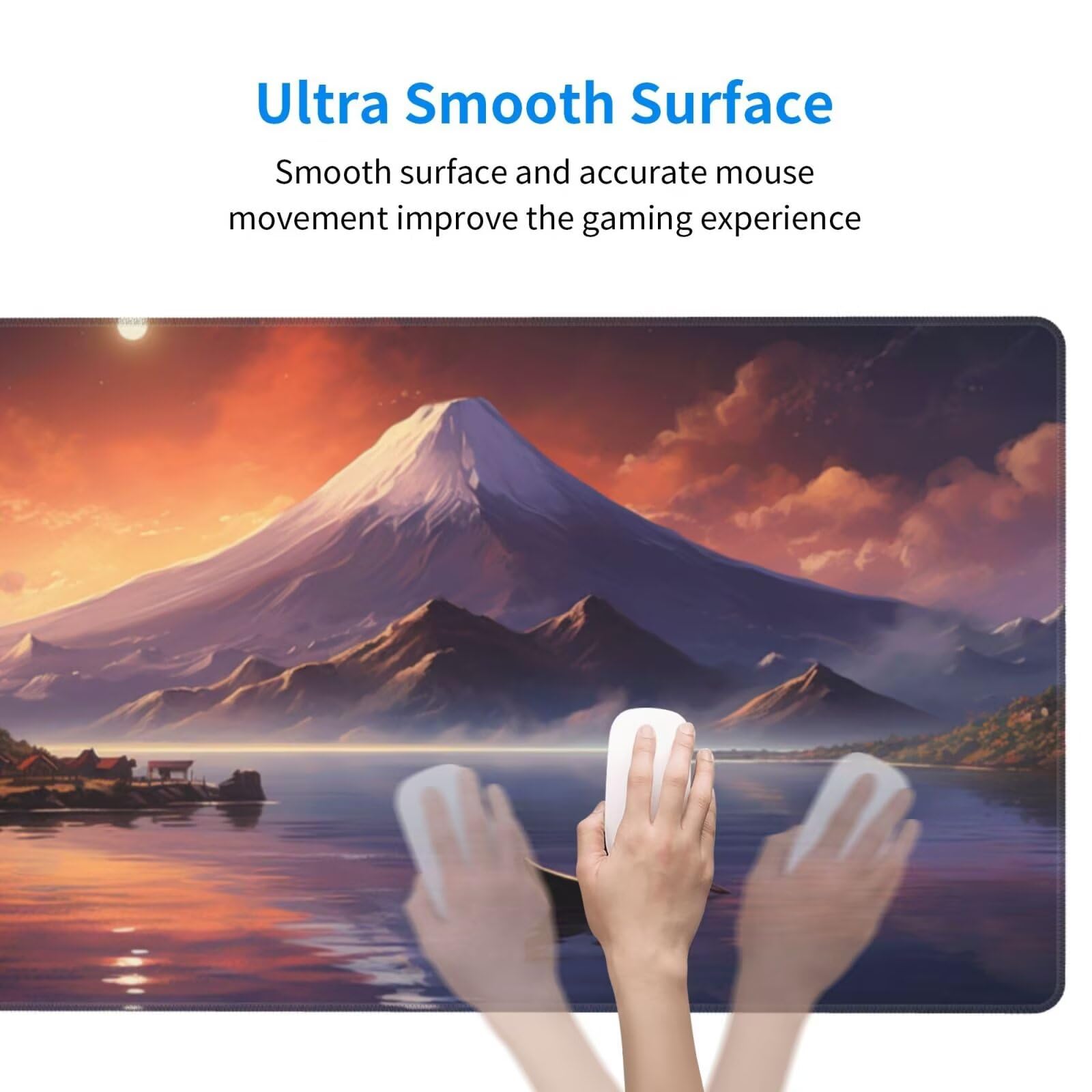 Gaming Mauspad XXL,1200 x 600 x 3mm Mousepad Verlängertes Groß Mauspad Schreibtischauflage,Genähte Kanten rutschfeste Gummibasis,Verbessert Präzision Geschwindigkeit Home Office Schneebergsee L-2244