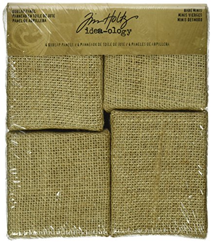 Bare Minis Burlap Panels by Tim Holtz Idea-ology, 2 Each of 3 x 3 Inch and 2.75 x 3.5 Inch, TH93103