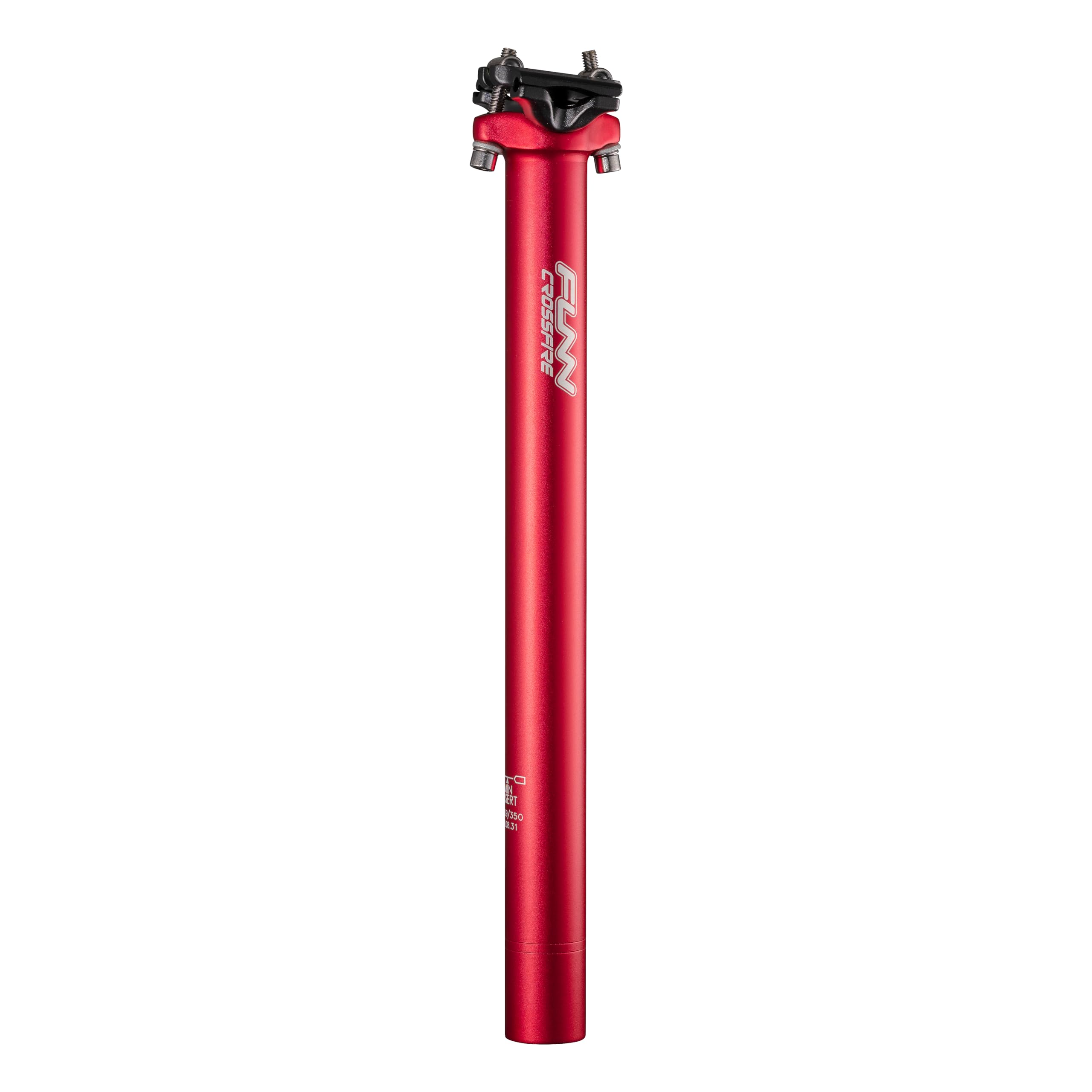 Funn Crossfire Bike Seat Post, Length 350mm, Diameter 27.2mm, Aluminum Alloy AL6061, 3D Forged, One Piece Head and Shaft (Blast Red)
