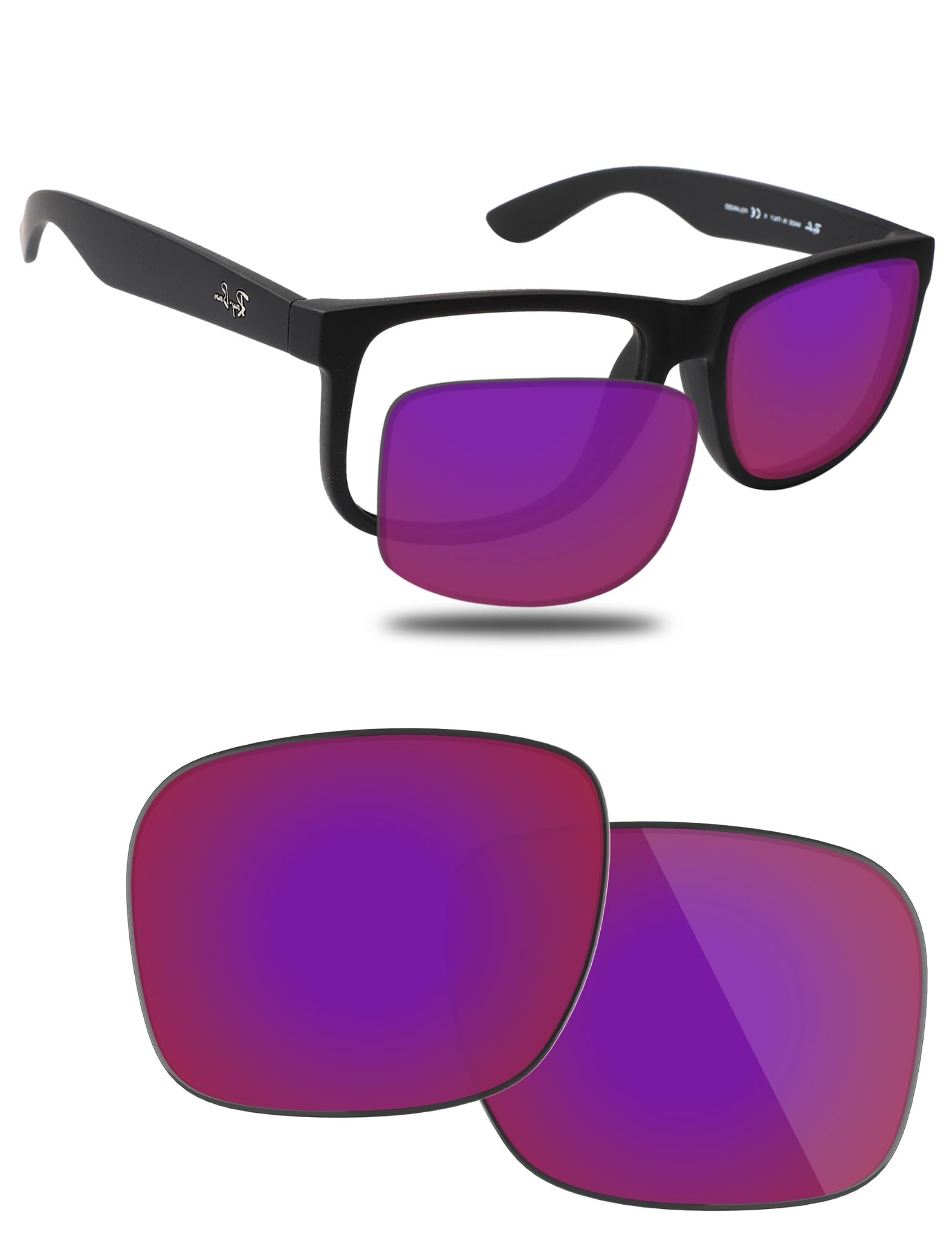 Fiskr Lenti polarizzate di ricambio compatibili con occhiali da sole RayBan Justin RB4165 da 54 mm, resistenti agli urti e vestibilità perfetta