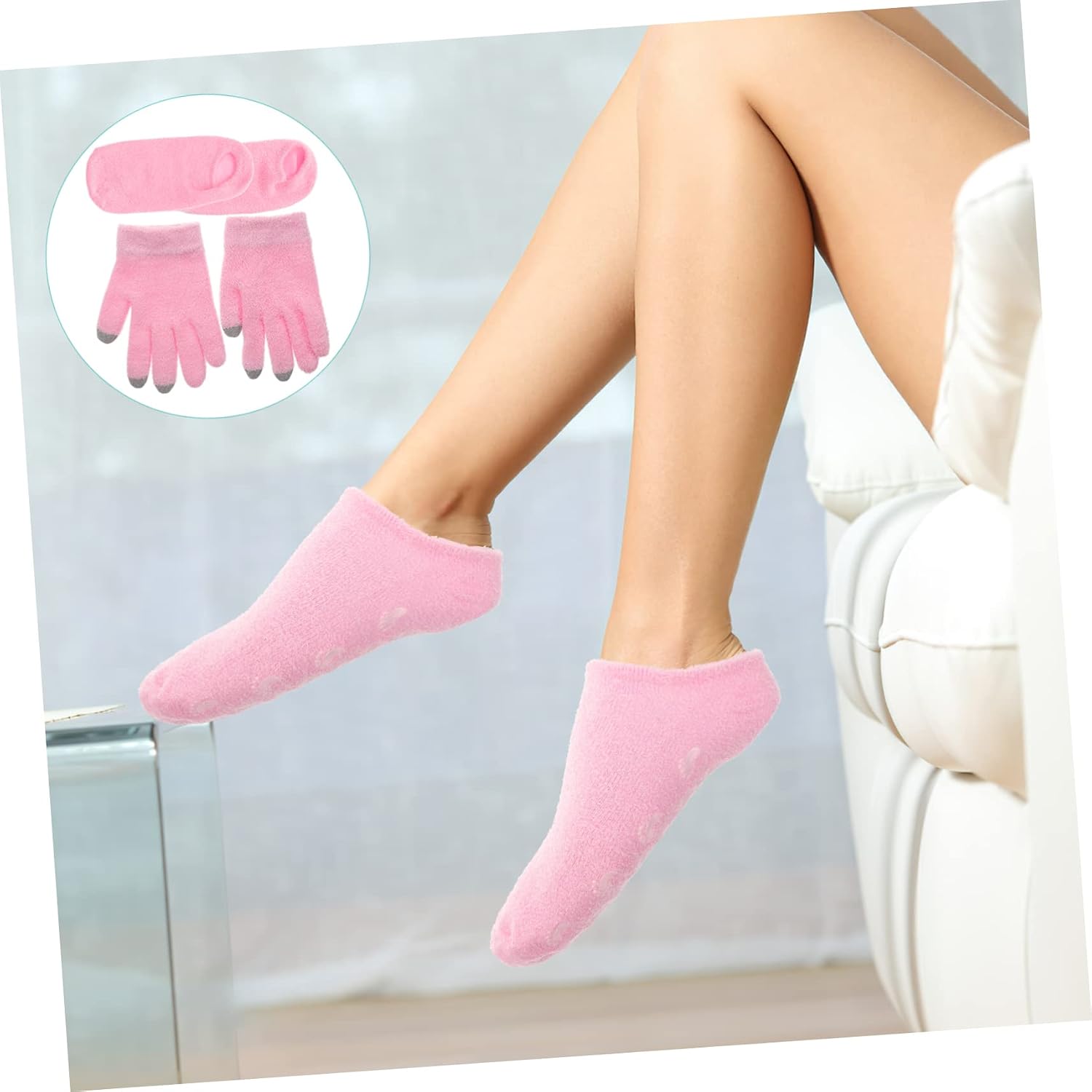 4pcs Moisturizing Gel Gloves Socks Kit Hydrating Foot Cover Hand Mitts for Dry Locking Treatment for Soft Smooth
