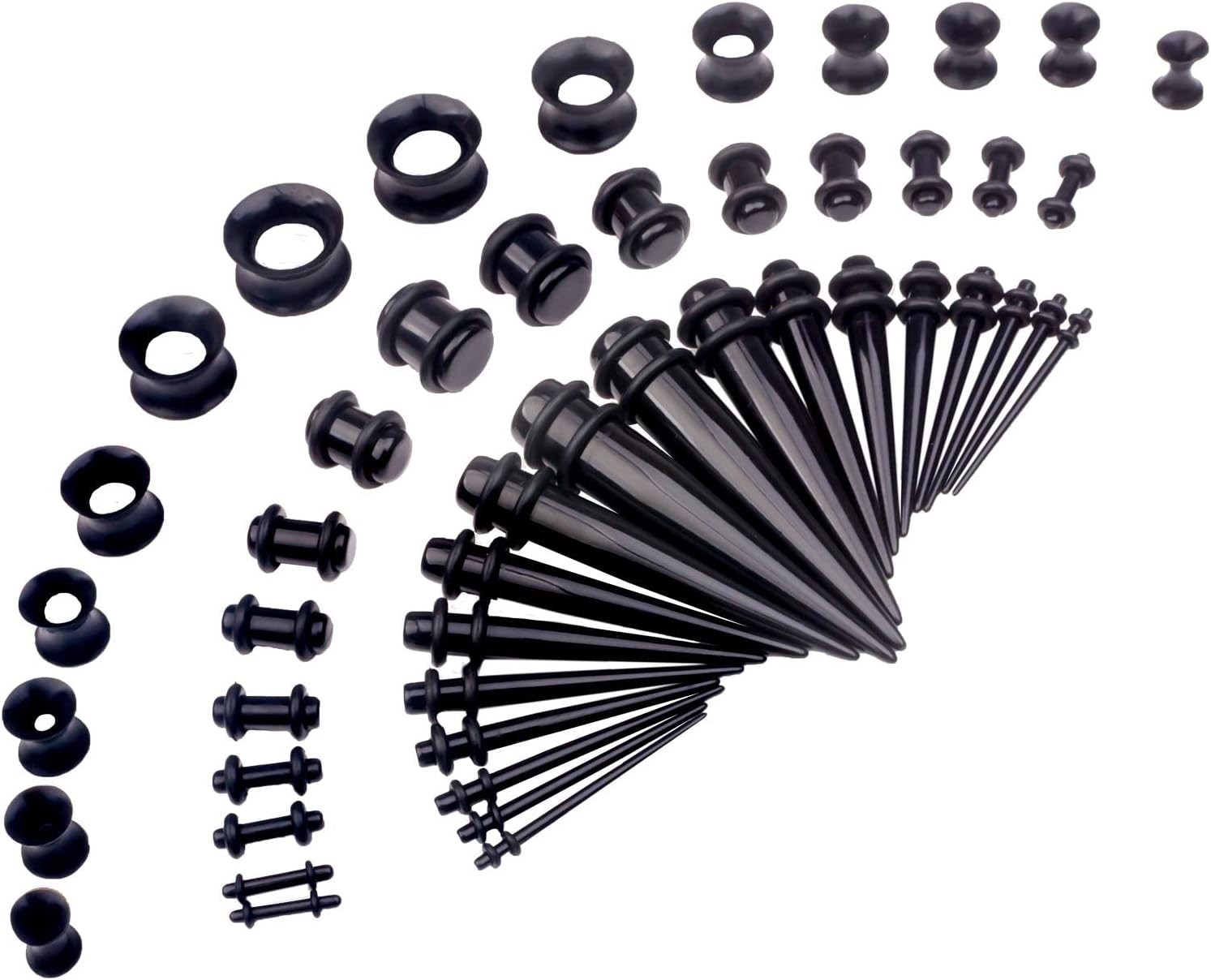 50 Pcs 14G-00G Ear Stretching Kit Acrylic Tapers Plugs Silicone Tunnels Gauges Expander Set Body Piercing Jewelry…