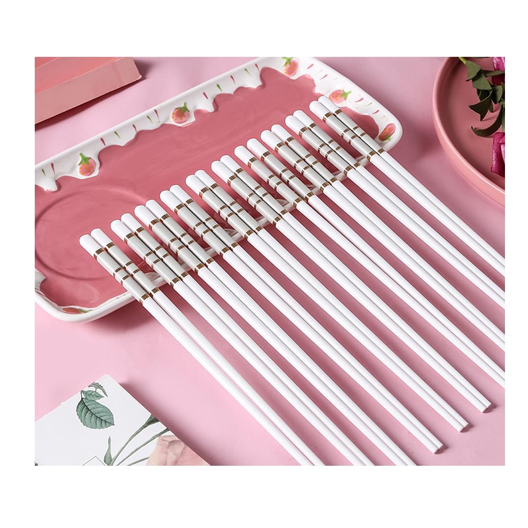 Baguettes, baguettes réutilisables en porcelaine mignonnes roses, coffret cadeau de 10 paires de baguettes de qualité supérieure avec étui, baguettes chinoises en céramique d'os de haute qualité avec