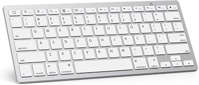 OMOTON Ultra-Slim Bluetooth Keyboard for iPad 11th/10th/9th/8th/7th, iPad Pro/Air/Mini and iPhone Series, Wireless iOS Keyboard with 12 Multimedia Keys for Office, Home, Travel, School, White