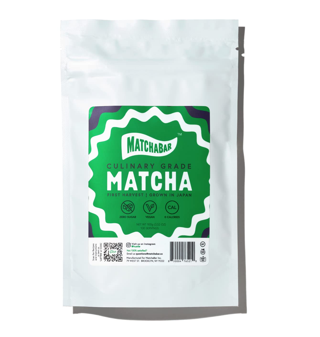 MATCHABAR Matcha Green Tea Powder | Harvested in Japan | Premium Culinary Grade Matcha Powder | Cafe Quality | First Harvest | Blended for Matcha Lattes, Smoothies, and Baking 100g Bag (3.5 oz)