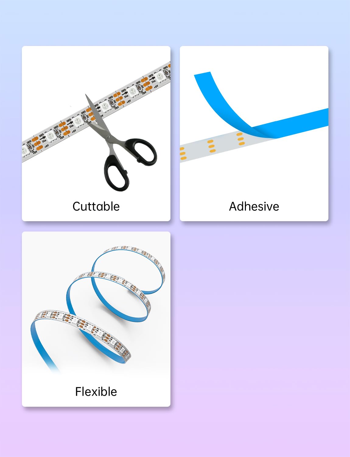 5V WS2812B 5050 LED Streifen Strip RGB Lichtleiste Individuell - Foto 3