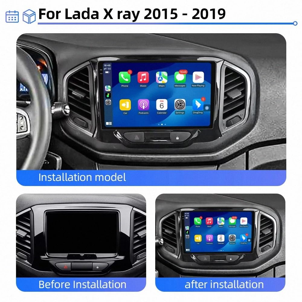 Car Multimedia Radio per LADA X ray Xray 2015-2019 Wireless Carplay Android Auto Stereo Auto Bluetooth Ips con Pantalla Táctil con Gps, 8 Nucleo 6G+128G