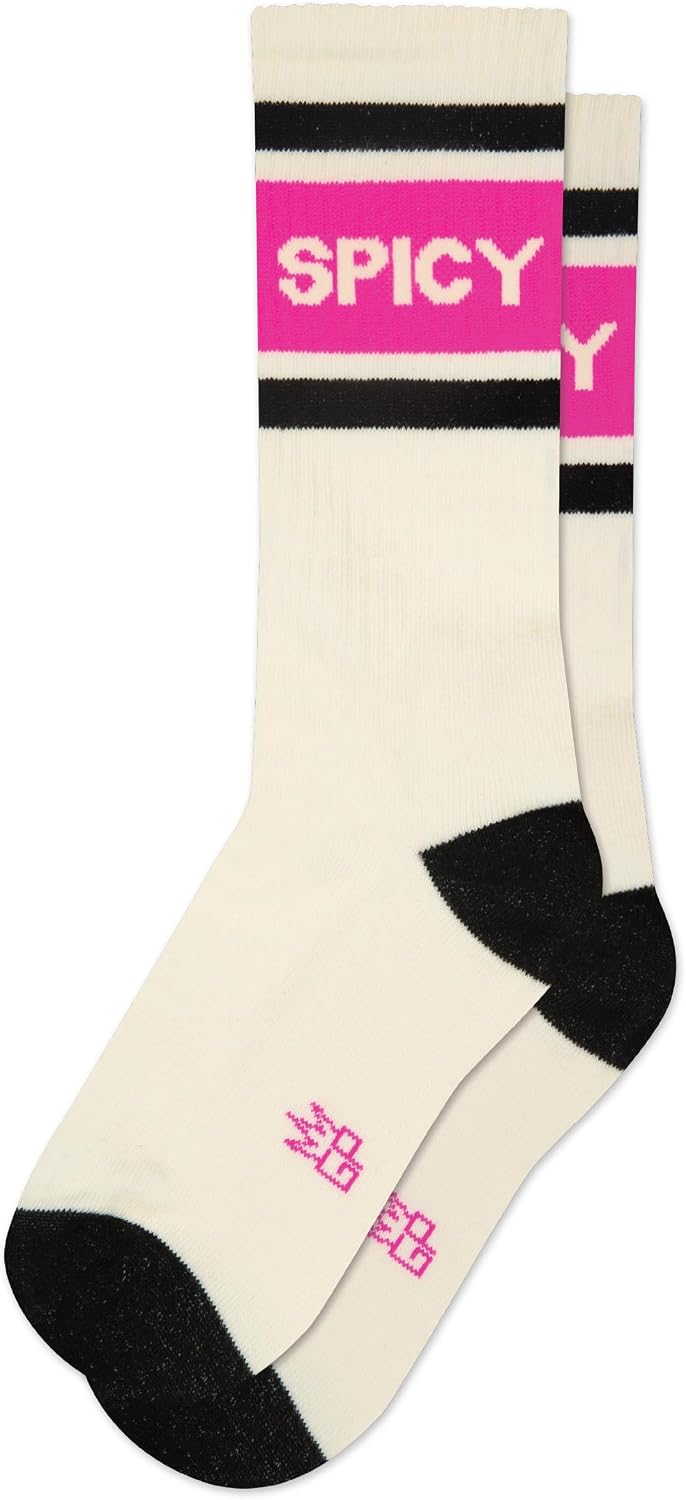 Novelty Crazy Gym Crew Socks for Men, Women and Teens, (Made in the USA) fit a women’s size 6 to men’s size 15