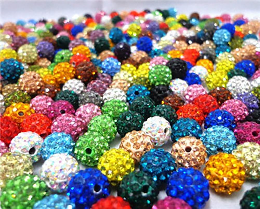 200pcs Rhinestone Clay Beads for Jewelry Making 4mm Shiny Crystal Disco Ball Polymer Clay Round Loose Beads Bulk for DIY Craft Bracelet Necklace Earring,(Dark Green)