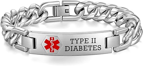 Miniatura 76 de Pulseras médicas de alerta ajustables AOAMID para hombres, pulseras de acero inoxidable para mujeres con grabado gratis