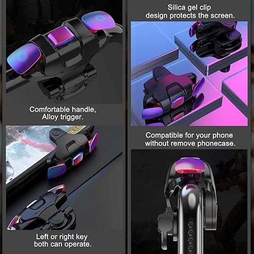Miniatura 4 de YEVIOR 1 Pair  Mobile Game Controller Trigger for iPhone Android, PUBG Cellphone Gaming Joystick 4 Fingers Operation, with Sensitive Shoot Aim Keys