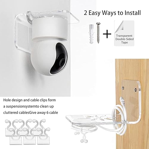 Miniatura 4 de Estante flotante pequeño de acrílico, pequeño estante de pared para cámaras de seguridad, monitores de bebé, altavoces, plantas y más, estantes