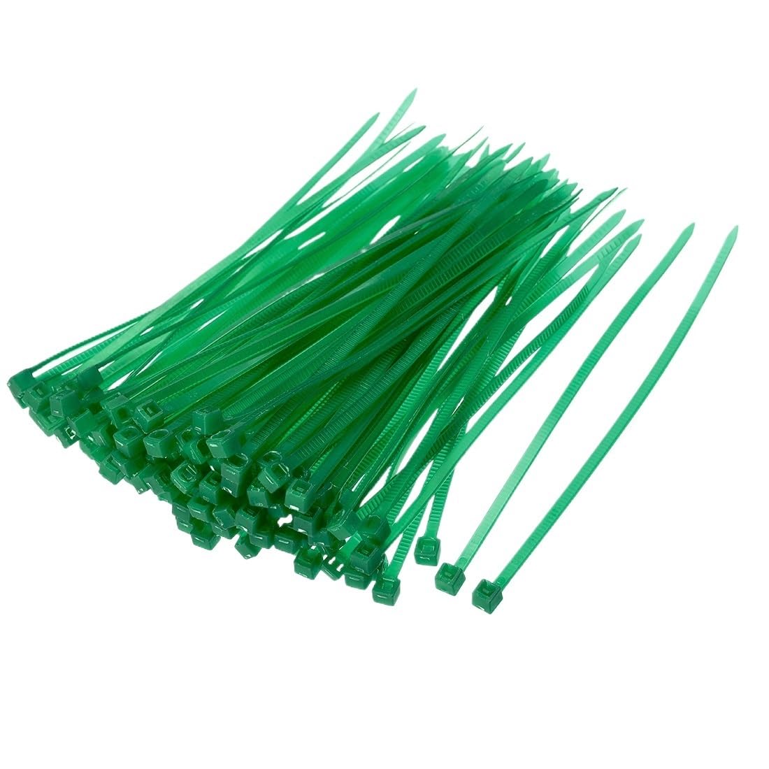 WZDDXUNSF 100pcs Nylon Cable Ties 4in Self-Locking Zip 0.09in Width(Green)