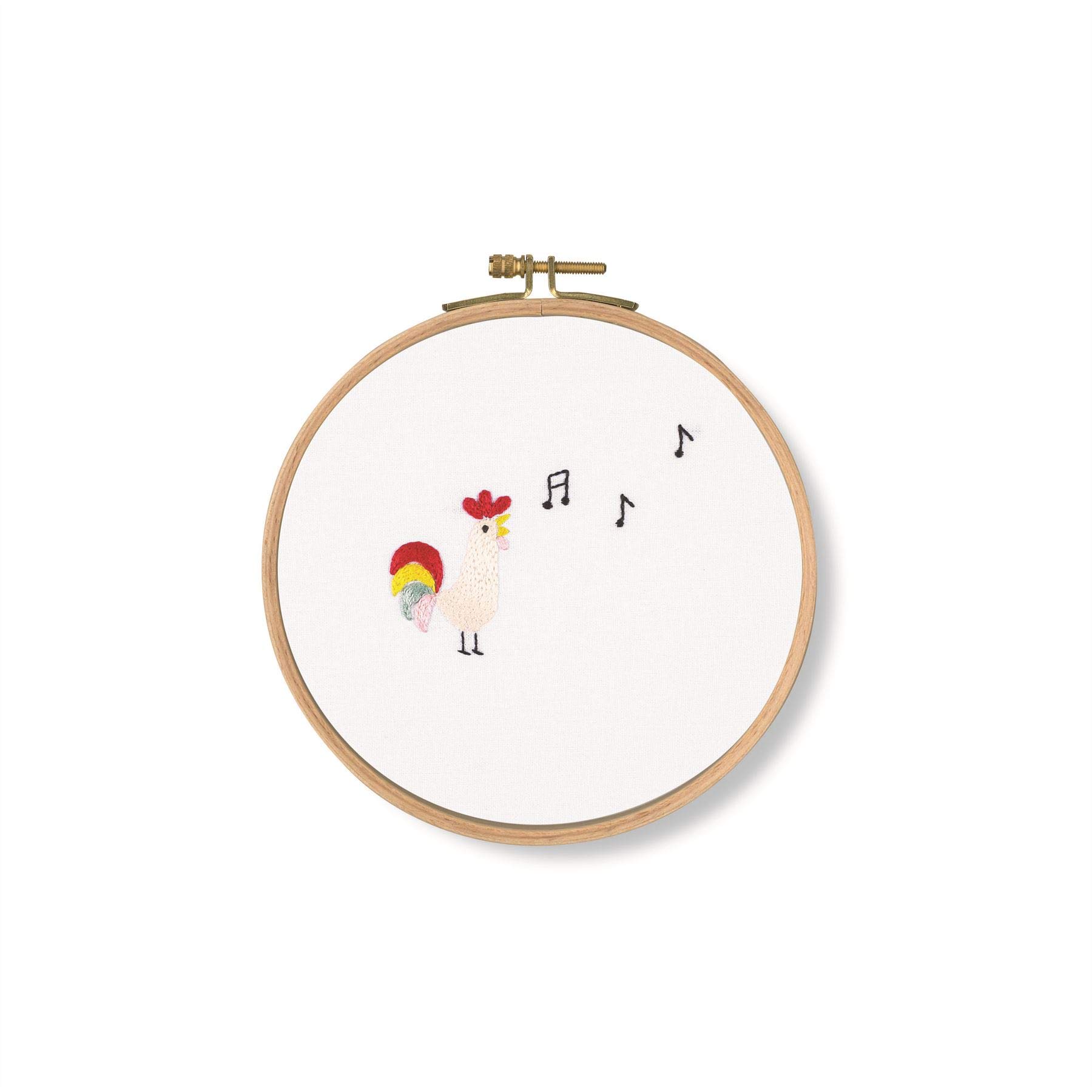 DMC Singing Chicken Kit, Includes 100% Printed Cotton Fabric, Embroidery Threads, Bamboo Hoop and Instructions