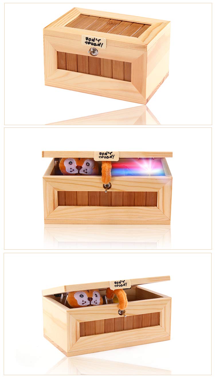Nutteloze Doos – Houten Bureaudoos – USB-voeding – Tijgerarm – Stressverlichting – Grappig Cadeau – 18 X 11 X 8 Cm