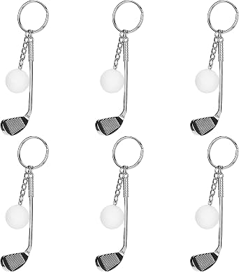 Tyenaza 6Pcs Mini Cute Golf Keychain, Funny Golf Ball Keychains for Men Women Birthday Gift Key Ring